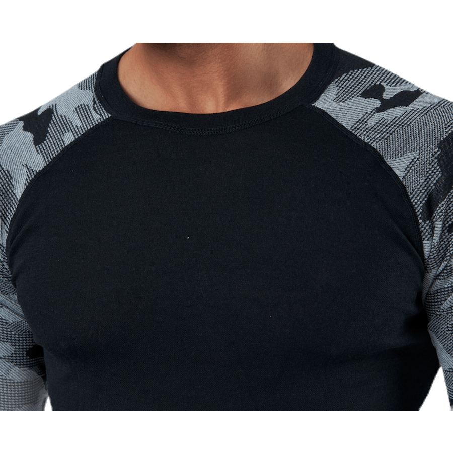 Camo Merino Wool Crew Black/Grey
