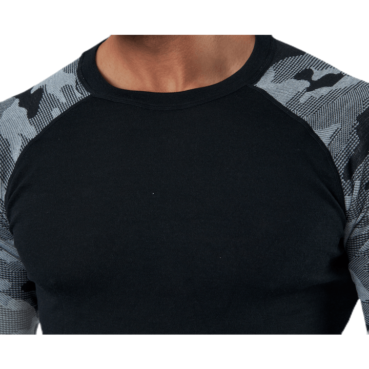 Camo Merino Wool Crew Black/Grey