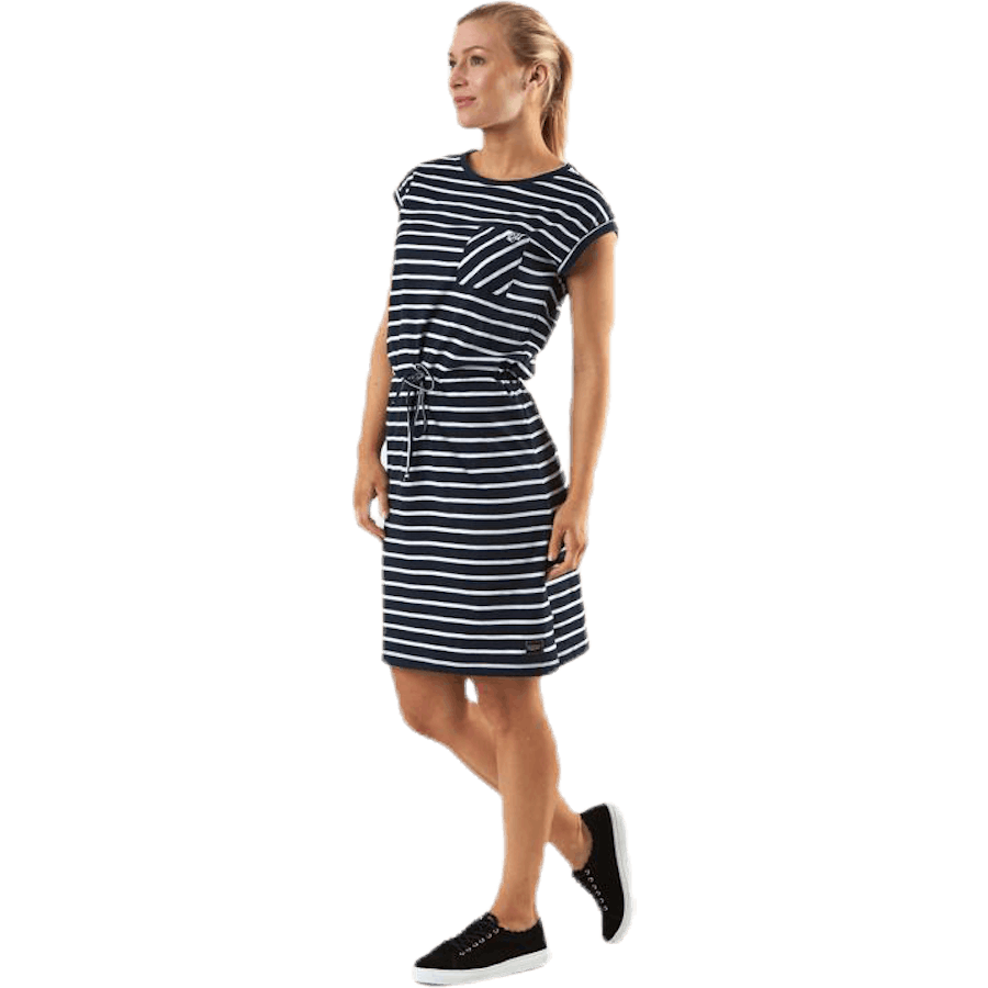 Bellevue kjole blå/hvit