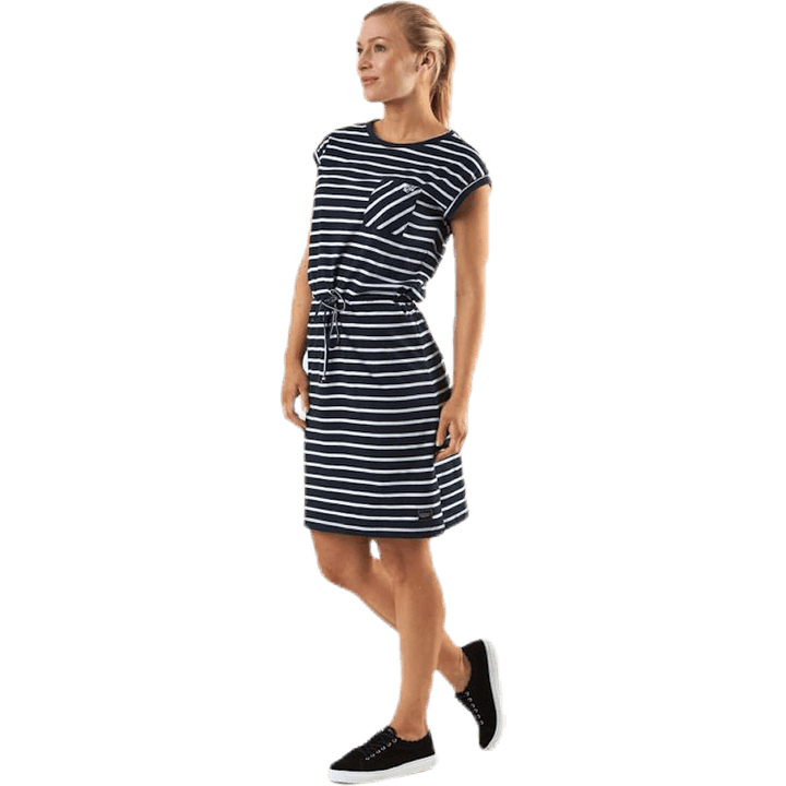 Bellevue kjole blå/hvit