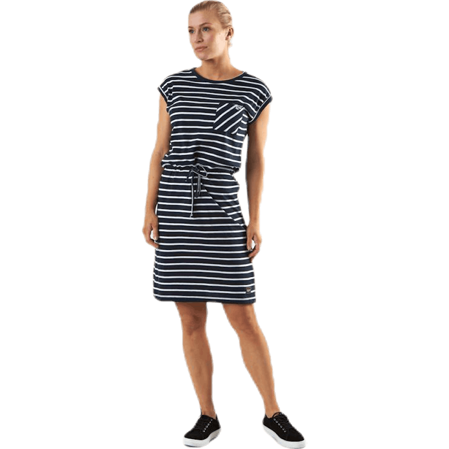 Bellevue kjole blå/hvit