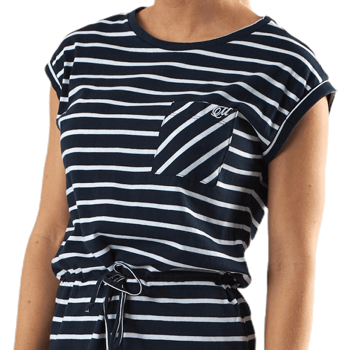 Bellevue kjole blå/hvit