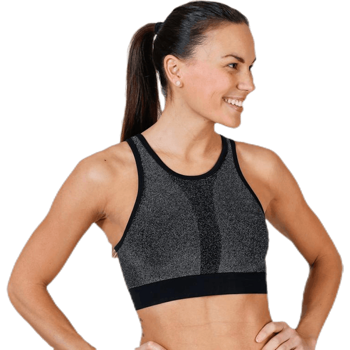 Seamless Sparkle Sports Top Black