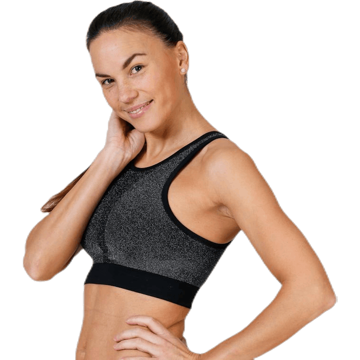 Seamless Sparkle Sports Top Black