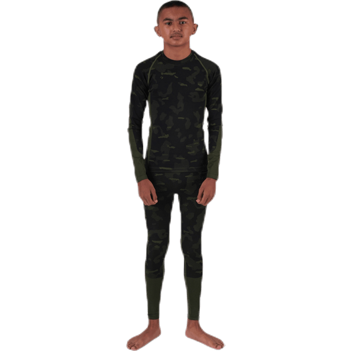 Ensemble junior sans coutures, 1ère couche, à motifs/vert