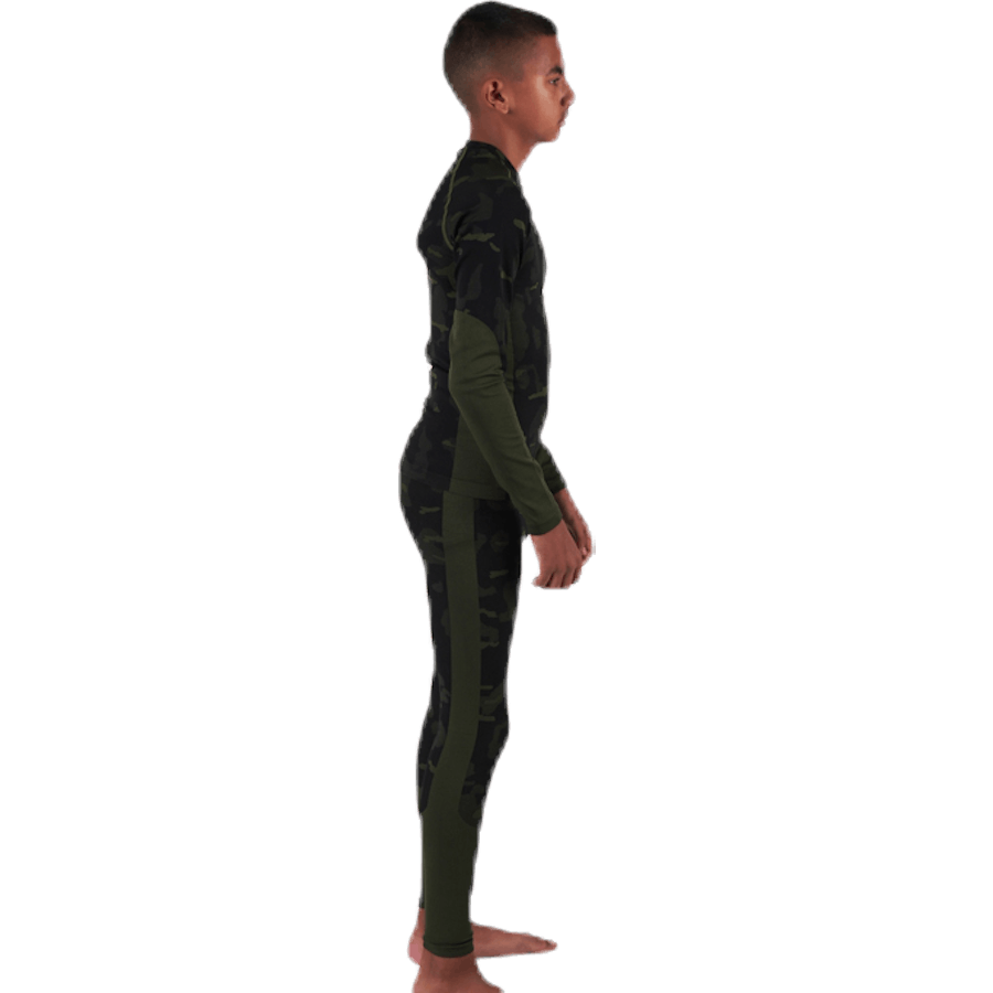 Ensemble junior sans coutures, 1ère couche, à motifs/vert