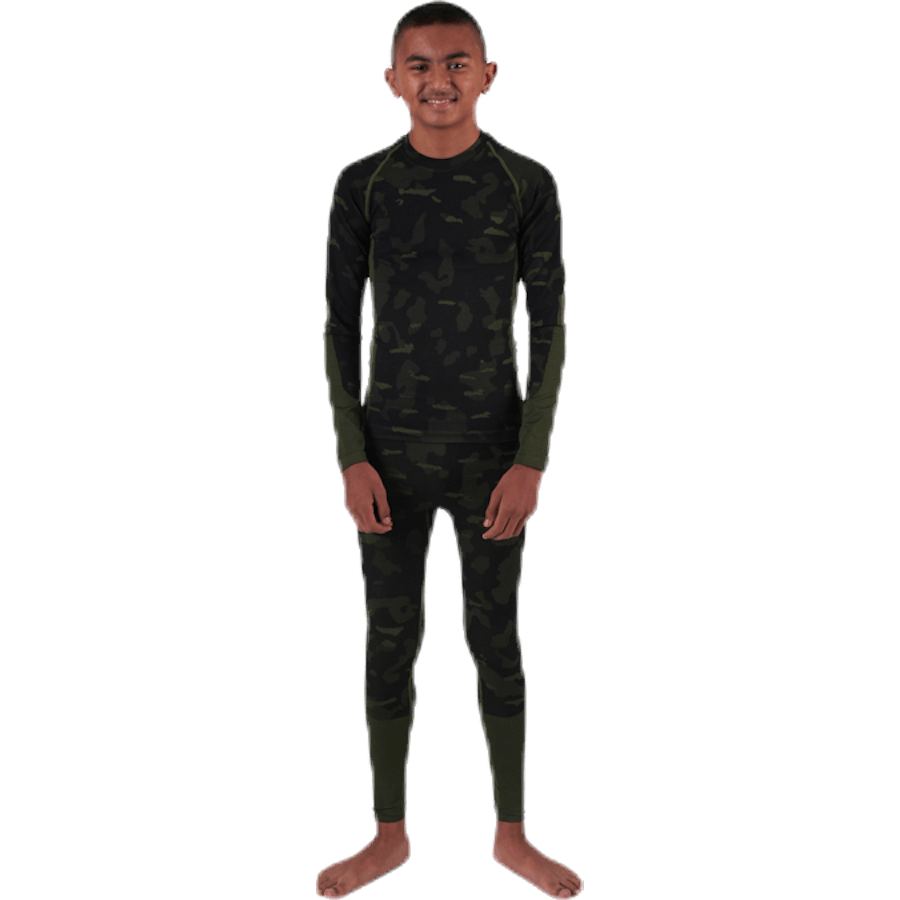 Ensemble junior sans coutures, 1ère couche, à motifs/vert