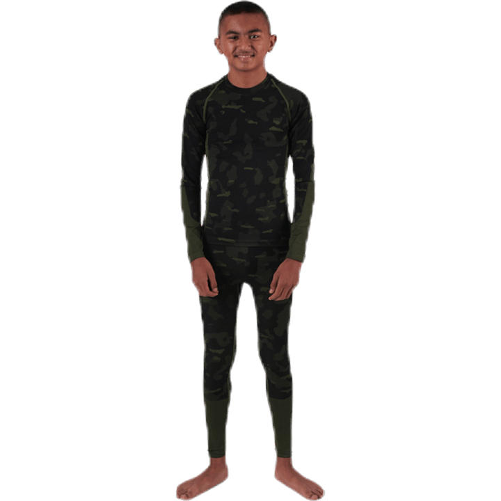 Ensemble junior sans coutures, 1ère couche, à motifs/vert