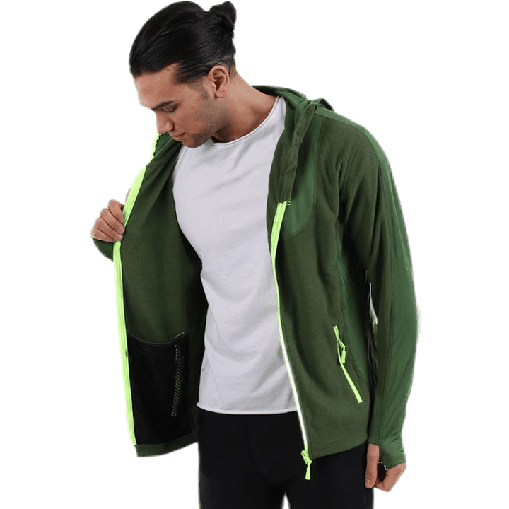 Giacca con cappuccio in pile verde