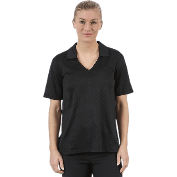 Žakárová polokošeľa čierna