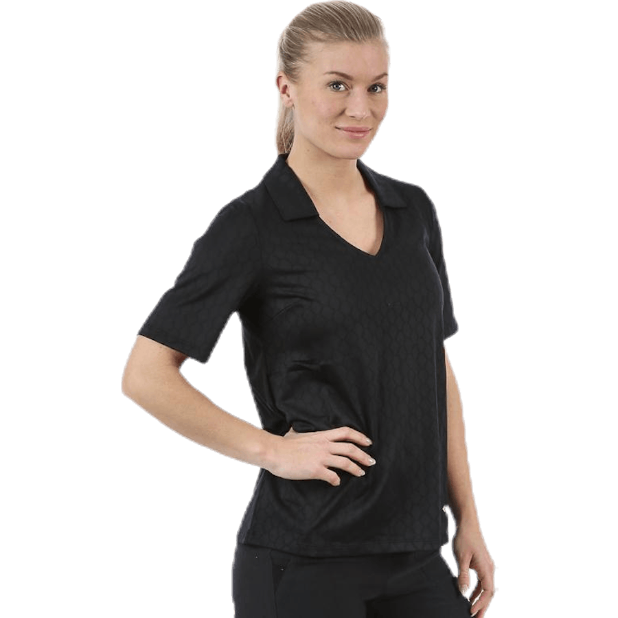 Žakárová polokošeľa čierna