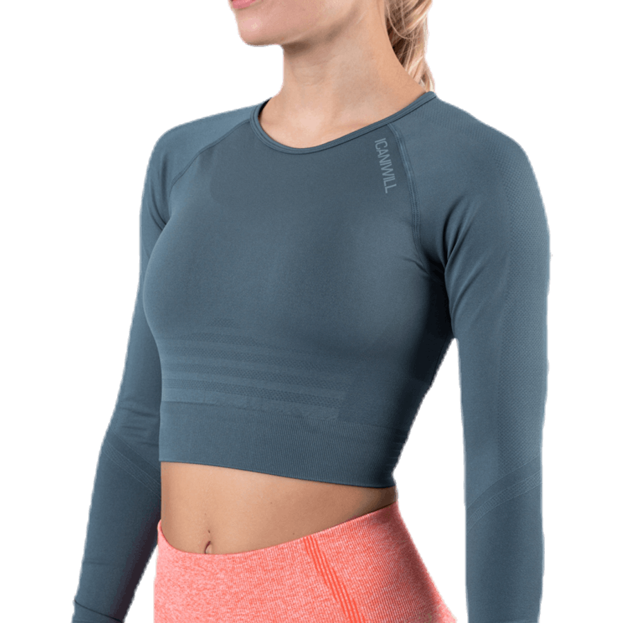 Crop top sans coutures à manches longues Define, vert