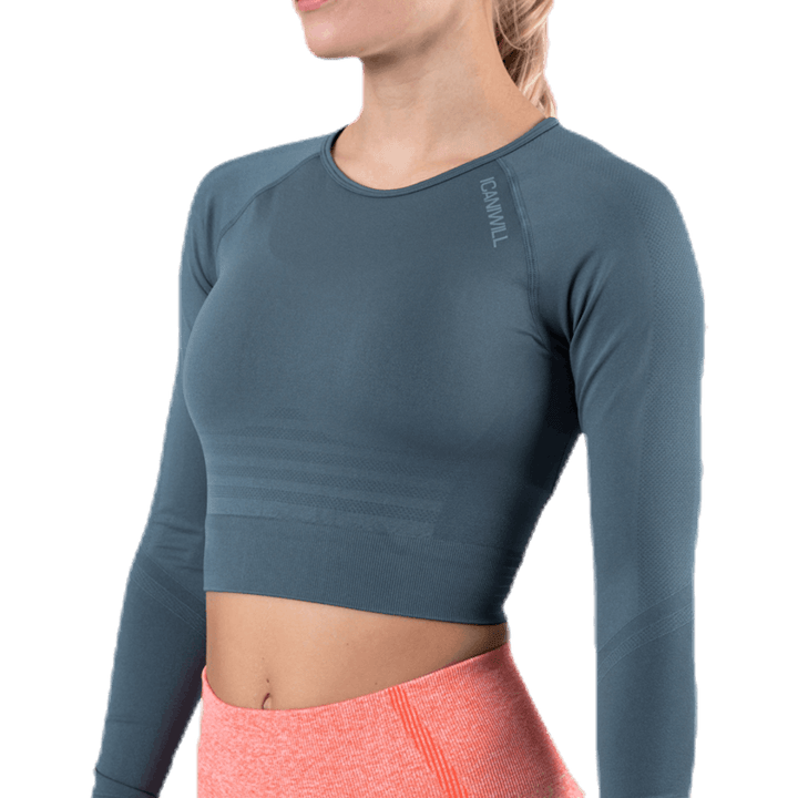 Crop top sans coutures à manches longues Define, vert
