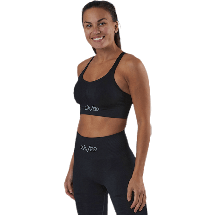 Seamless Black Sports Bra Black