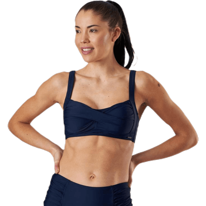Capri Twisted Solid Soft Bra Blue