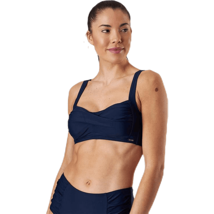 Capri Twisted Solid Soft Bra Blue
