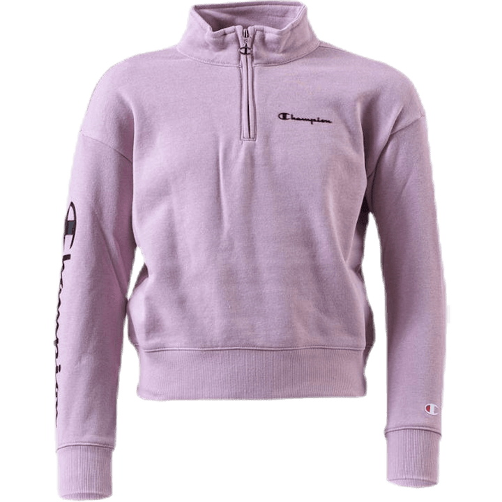 Sweat-shirt demi-zip pour fille rose