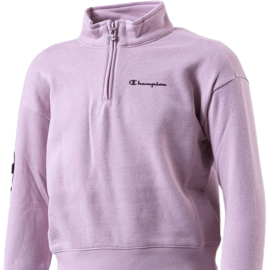 Sweat-shirt demi-zip pour fille rose