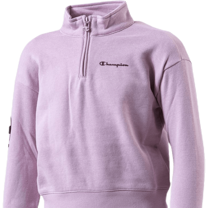 Sweat-shirt demi-zip pour fille rose
