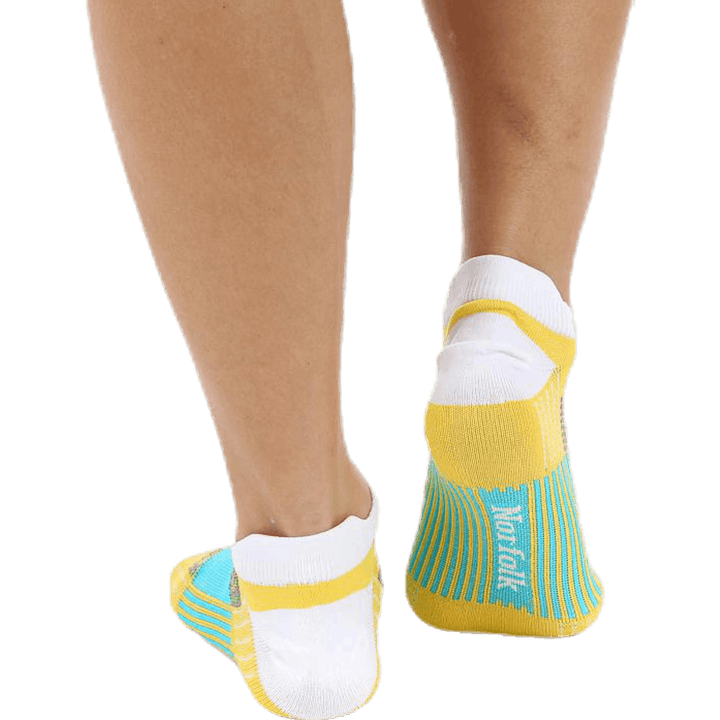 Chaussettes de course fines Mirenda basses blanches/jaunes