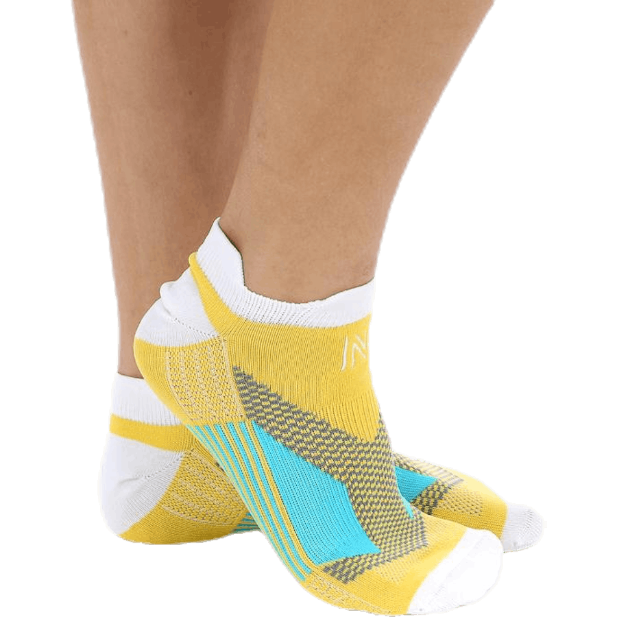 Chaussettes de course fines Mirenda basses blanches/jaunes