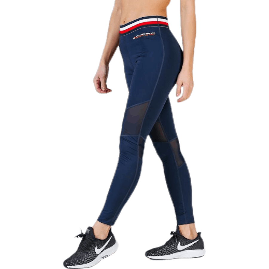 Legíny se síťovinou po celé délce modré