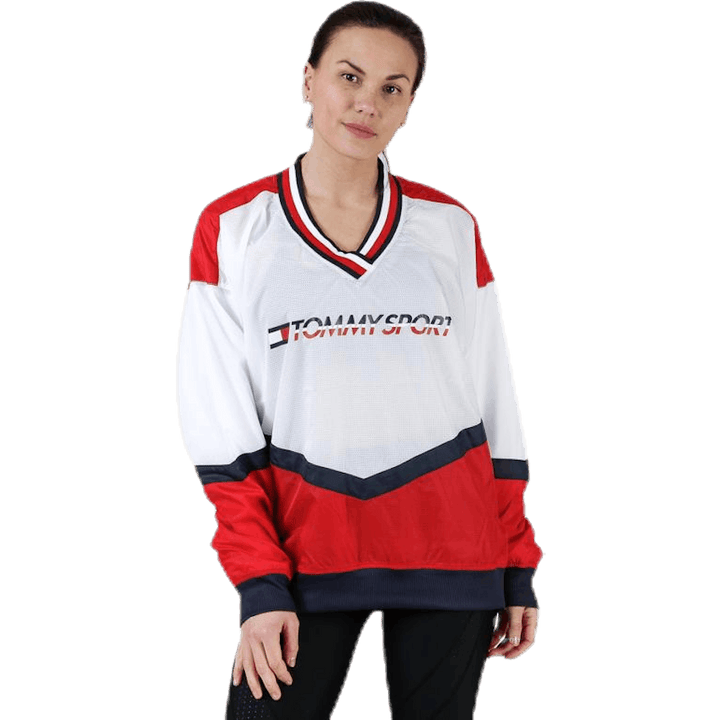 Veste à enfiler avec côtes emblématiques rouges