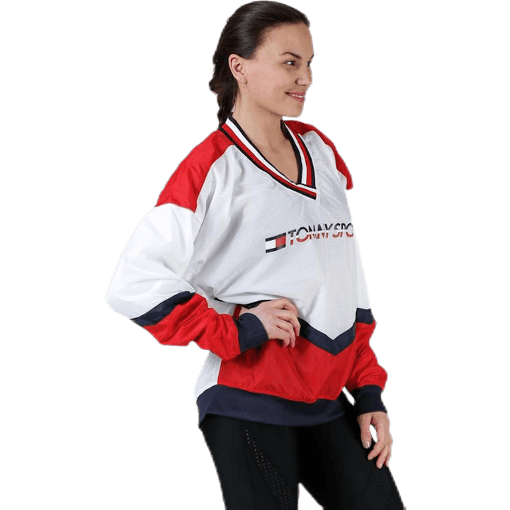 Veste à enfiler avec côtes emblématiques rouges