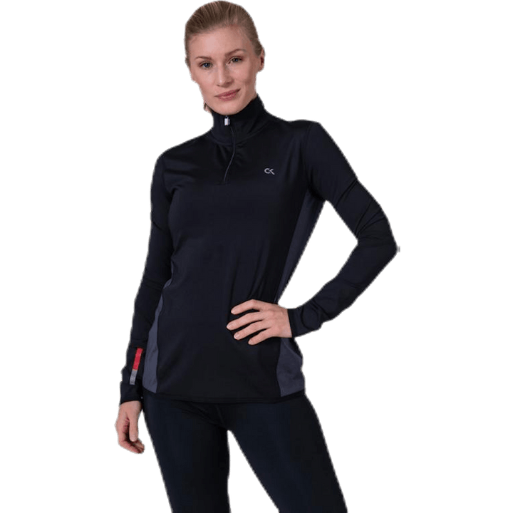 Tílko s dlouhým rukávem a 1/2 zipem černé