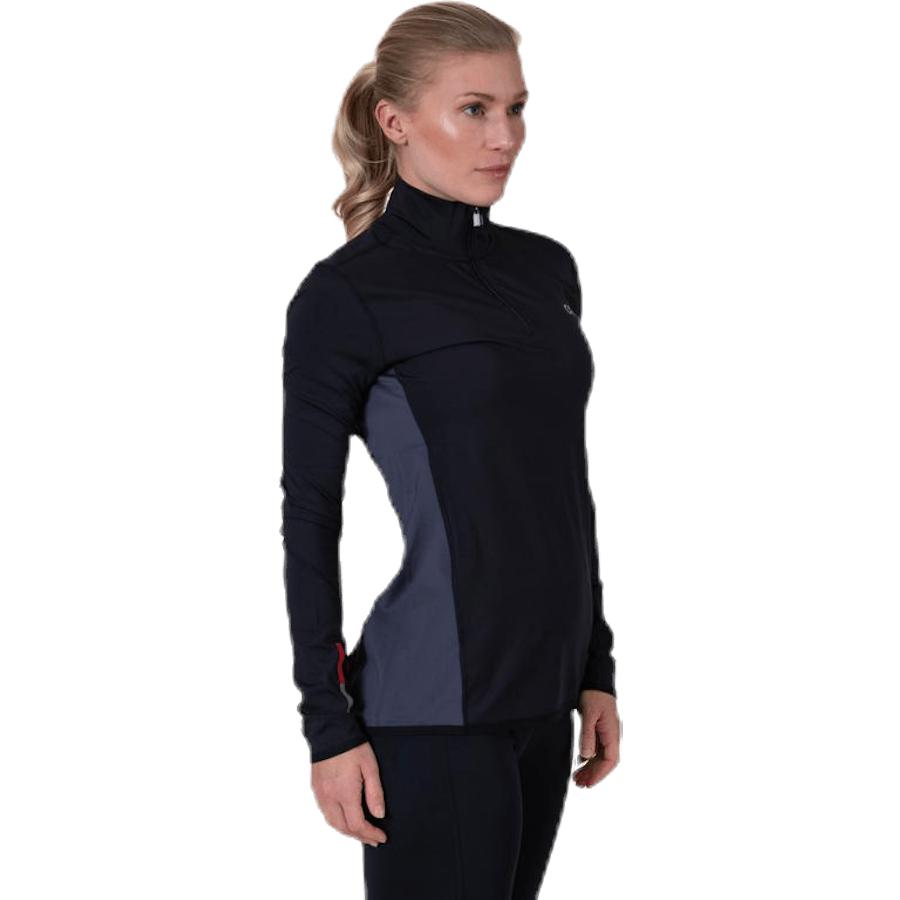 Tílko s dlouhým rukávem a 1/2 zipem černé