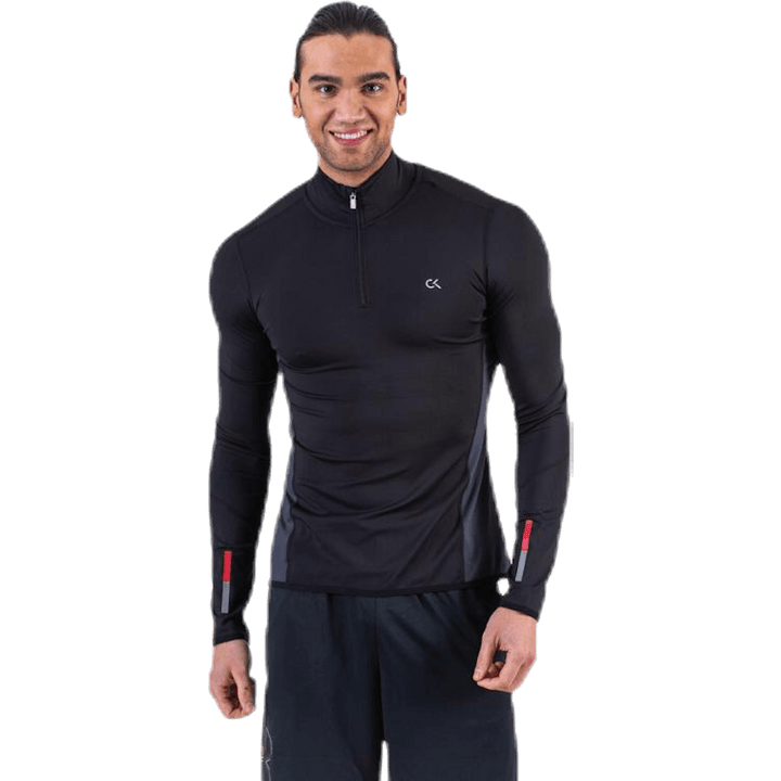 Tílko s dlouhým rukávem a 1/2 zipem černé