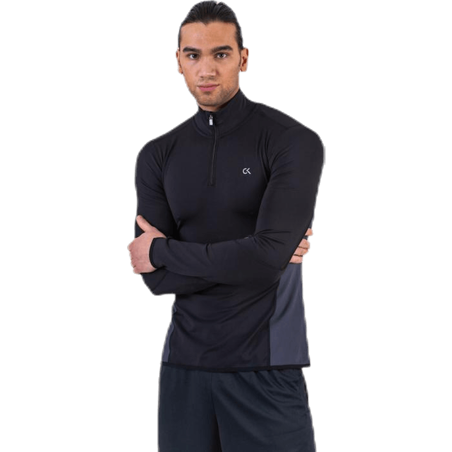 Tílko s dlouhým rukávem a 1/2 zipem černé