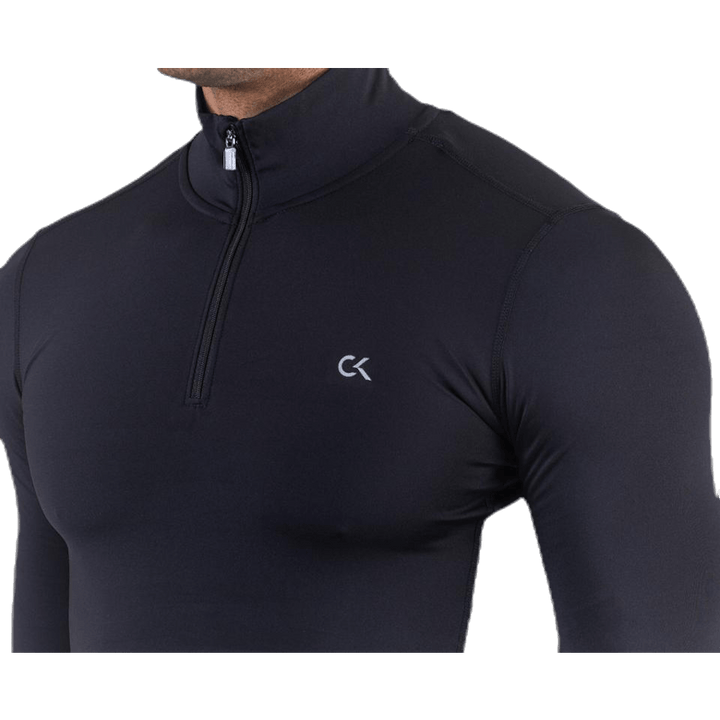 Tílko s dlouhým rukávem a 1/2 zipem černé