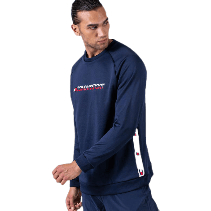 Pletená mikina Crew Logo Tape Blue