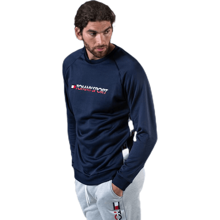 Pletená mikina Crew Logo Tape Blue