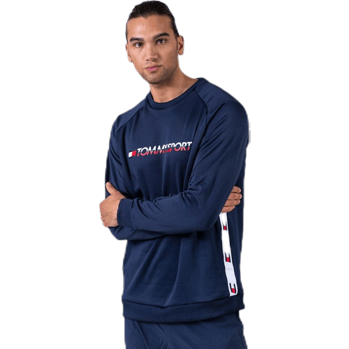 Pletená mikina Crew Logo Tape Blue