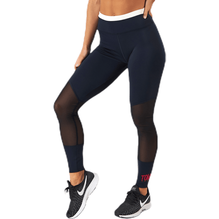 Durchgehende Mesh InsertLegging Blau/Rot