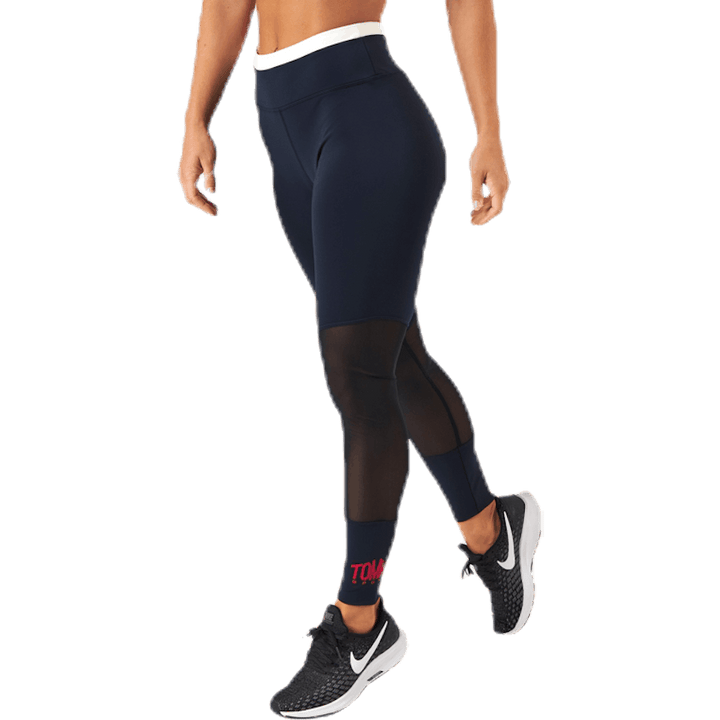 Durchgehende Mesh InsertLegging Blau/Rot