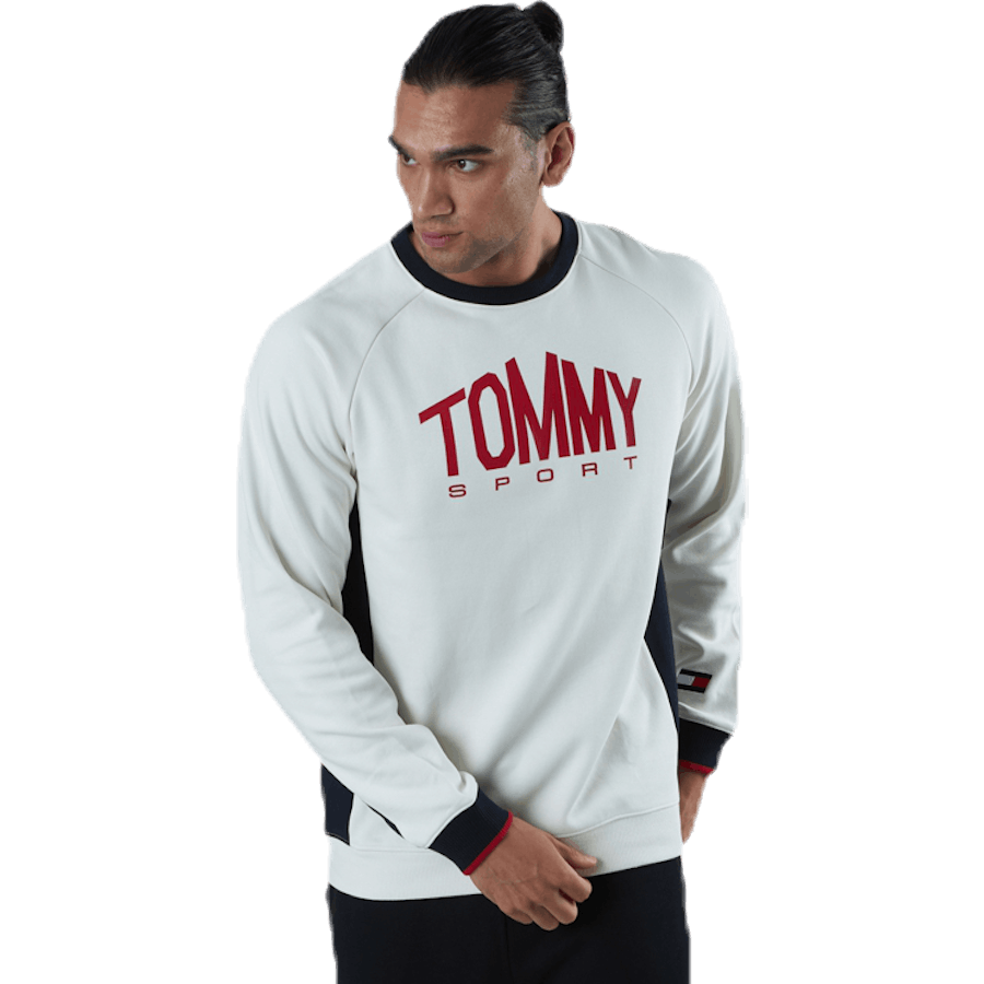 Blocked Fleece Logo Crew Weiß