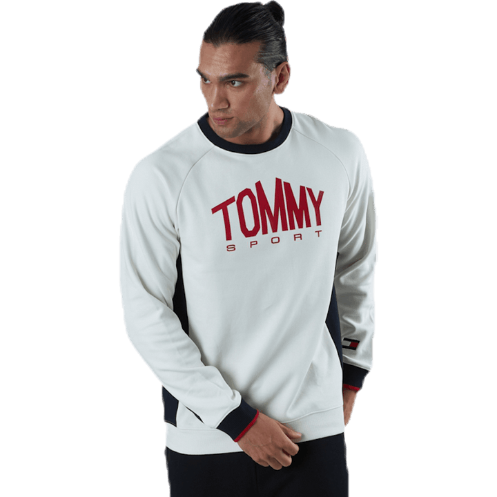 Blocked Fleece Logo Crew Weiß