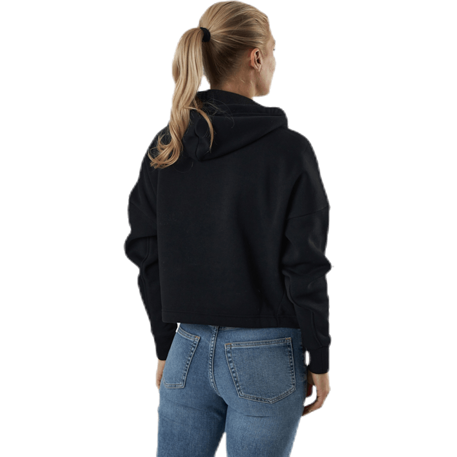 Sweat à capuche court avec logo drapeau noir