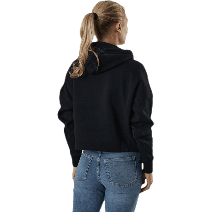 Sweat à capuche court avec logo drapeau noir