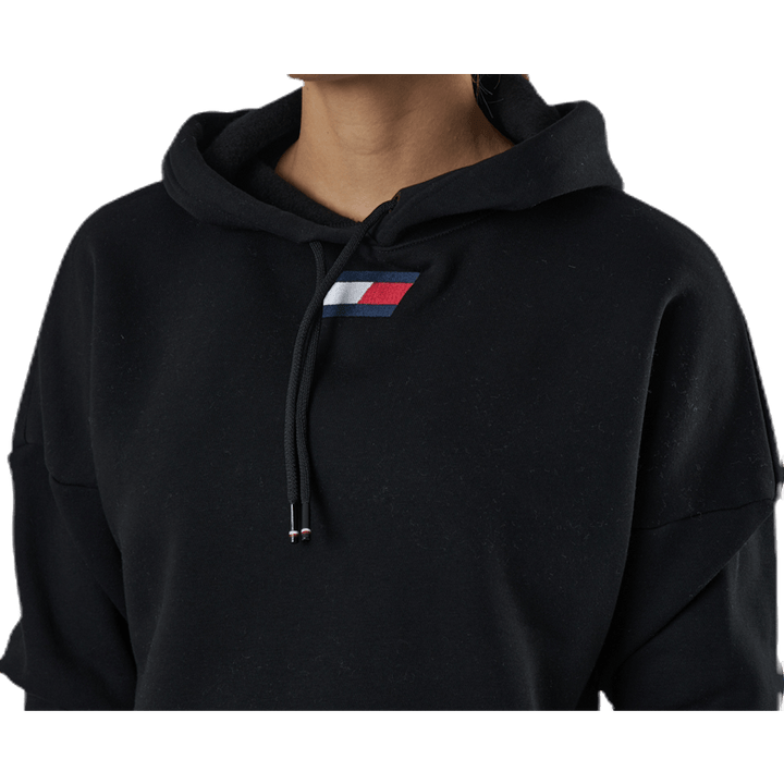 Sweat à capuche court avec logo drapeau noir