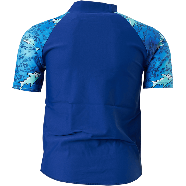 Top e pantaloncini con protezione solare blu