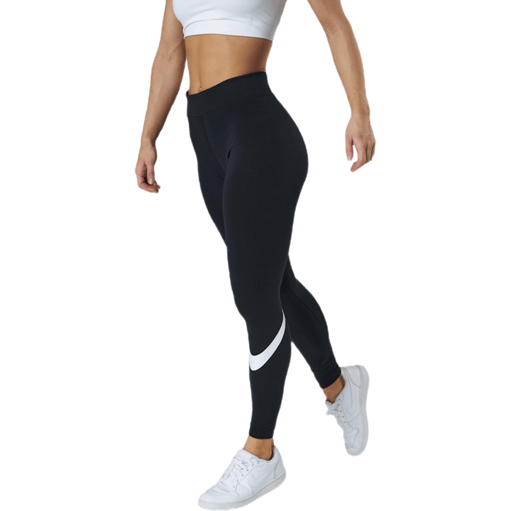 Sportswear Essential Ženske gamaše Swoosh s srednjo višino BLACK/WHITE