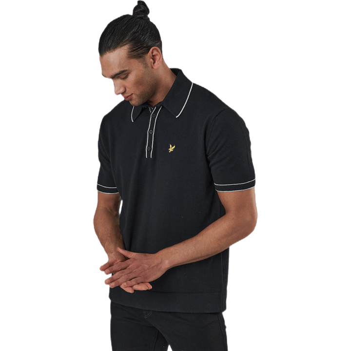 Gestricktes Marken-Polo Schwarz