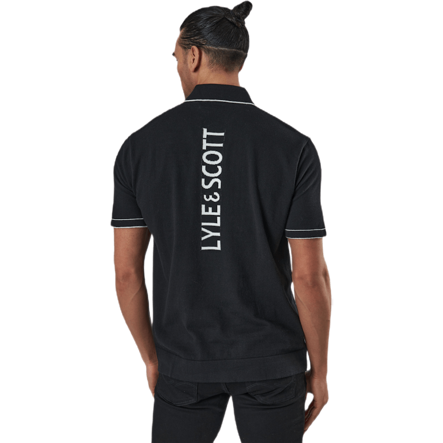 Gestricktes Marken-Polo Schwarz