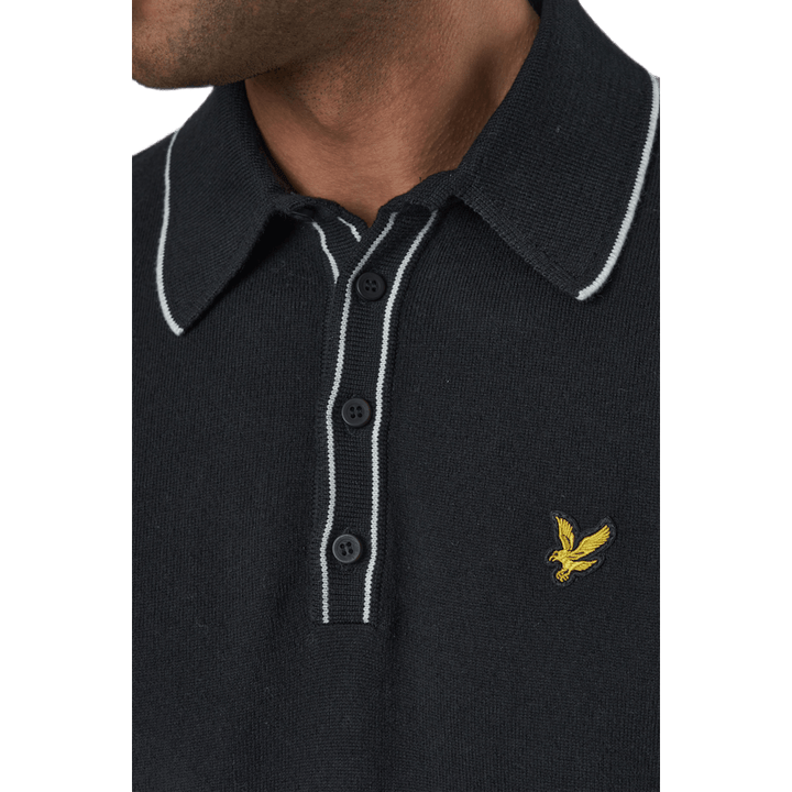 Gestricktes Marken-Polo Schwarz