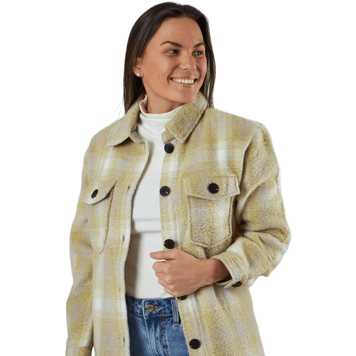 Deena-Oma L/S Check Shacket CC Pnt Blanc