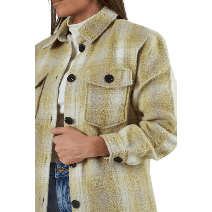 Deena-Oma L/S Check Shacket CC Pnt Blanc